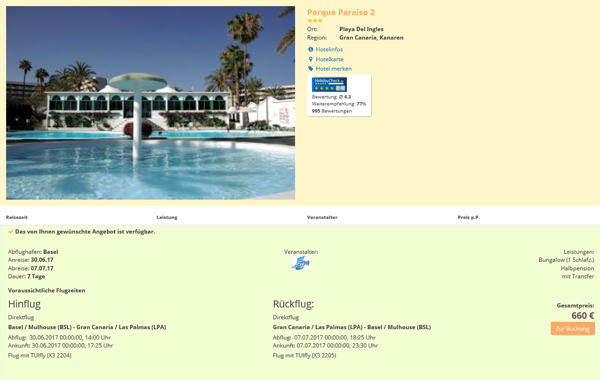 Reiseangebot Parque Paraiso II – Screenshot (16.05.2017, 12.00)
